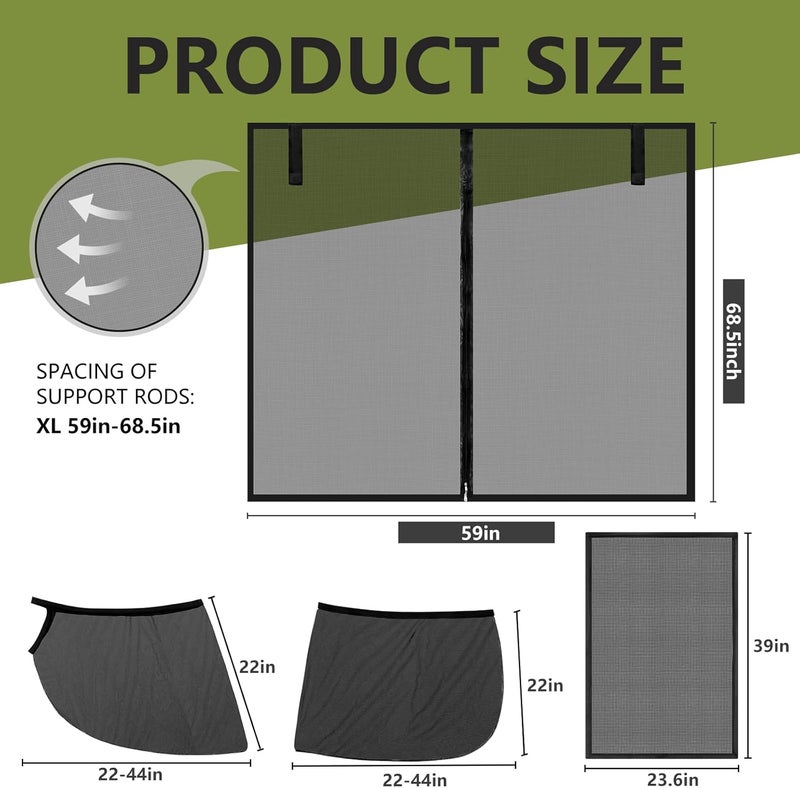 Yahenda 6 Pcs SUV Tailgate Mesh Screen Set Includes SUV Mosquito Net 4 Pcs Front Rear Window Shades Sunroof Breathable Roof Cover Car Camping Essentials for Sleep Traveling Camping(X-Large) - Image 2